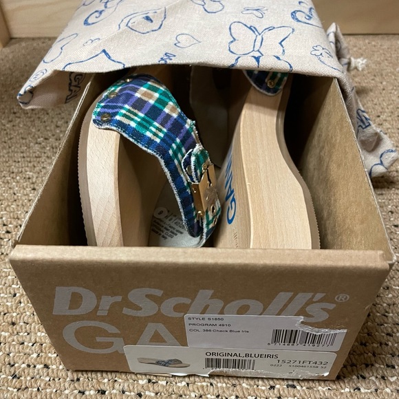 GANNI x Dr. Scholl’s Wooden Clog Sandals in Blue Iris Size 9 New in Box - Picture 14 of 14